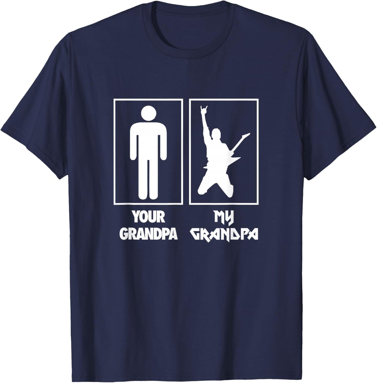 Your Grandpa My Grandpa Guitar Rock N Roll Music Band T-Shirt - T-Shirt | Navy