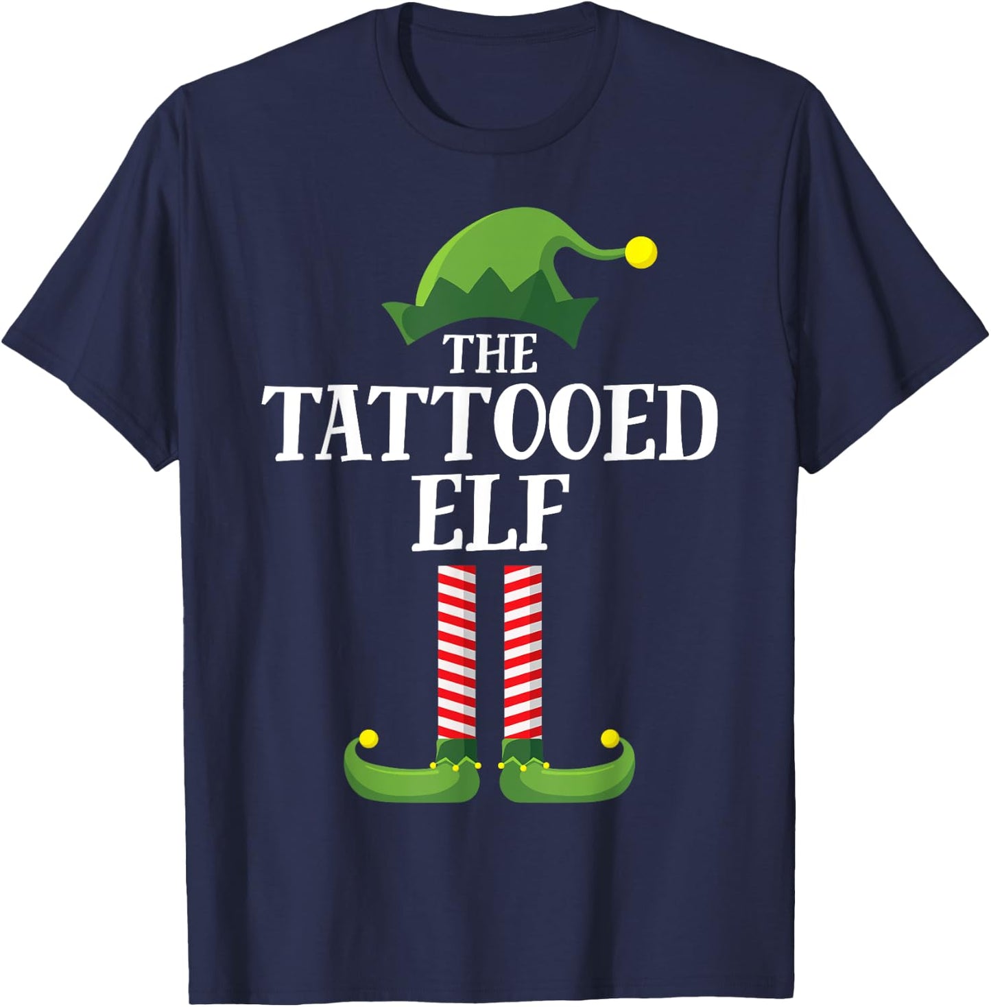 Tattooed Elf Matching Family Group Christmas Party Pyjamas T-Shirt - T-Shirt | Navy