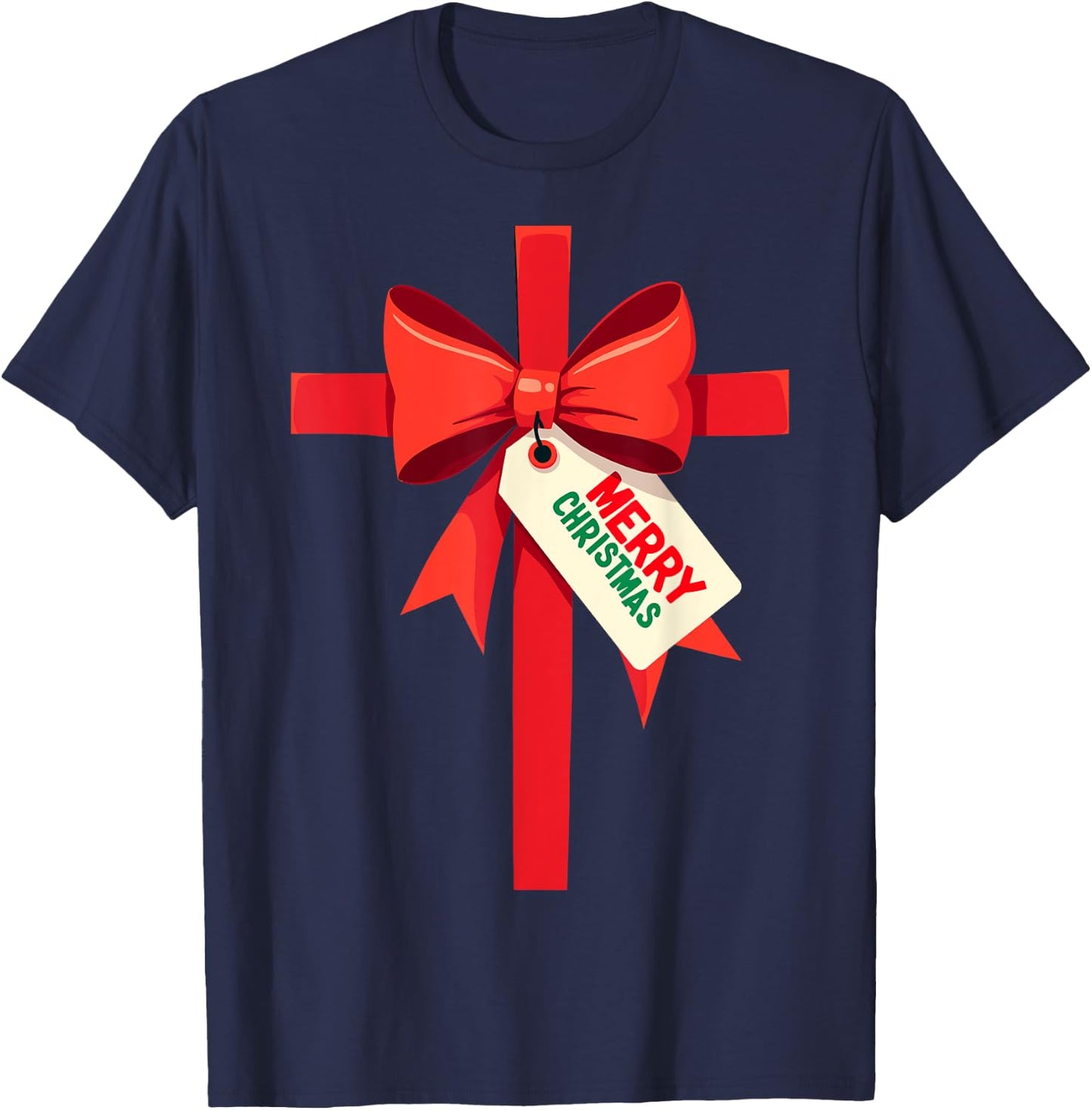 Funny Christmas Bow Xmas Present Costume Merry Christmas T-Shirt - T-Shirt | Navy