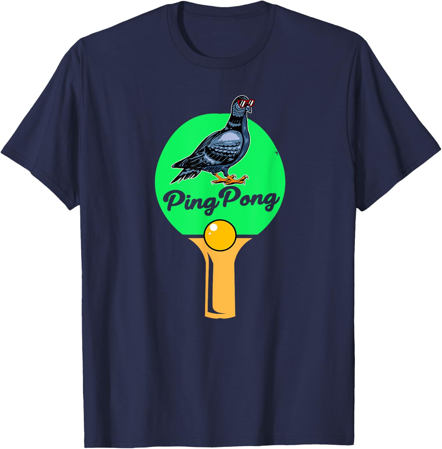 Pigeon Gifts For Pigeon Racing Men Women Kids Pigeon Ping Pong Black -Adults Small Classic Fit Short Sleeve Cotton 60% Polyester 40% T-Shirt - T-Shirt | Navy