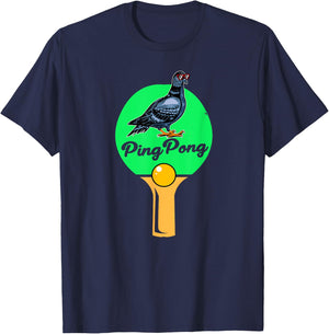 Pigeon Gifts For Pigeon Racing Men Women Kids Pigeon Ping Pong Black -Adults Small Classic Fit Short Sleeve Cotton 60% Polyester 40% T-Shirt - T-Shirt | Navy