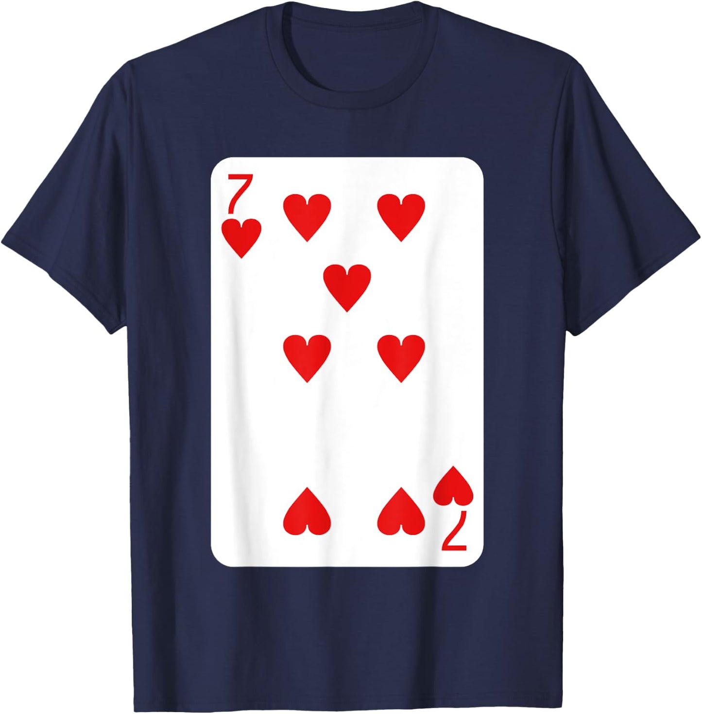 Seven Of Hearts Playing Cards Halloween Costume Casino Easy T-Shirt - T-Shirt | Navy