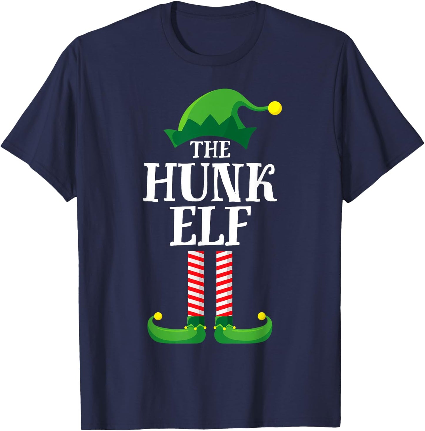 Hunk Elf Matching Family Group Christmas Party Pyjamas T-Shirt - T-Shirt | Navy