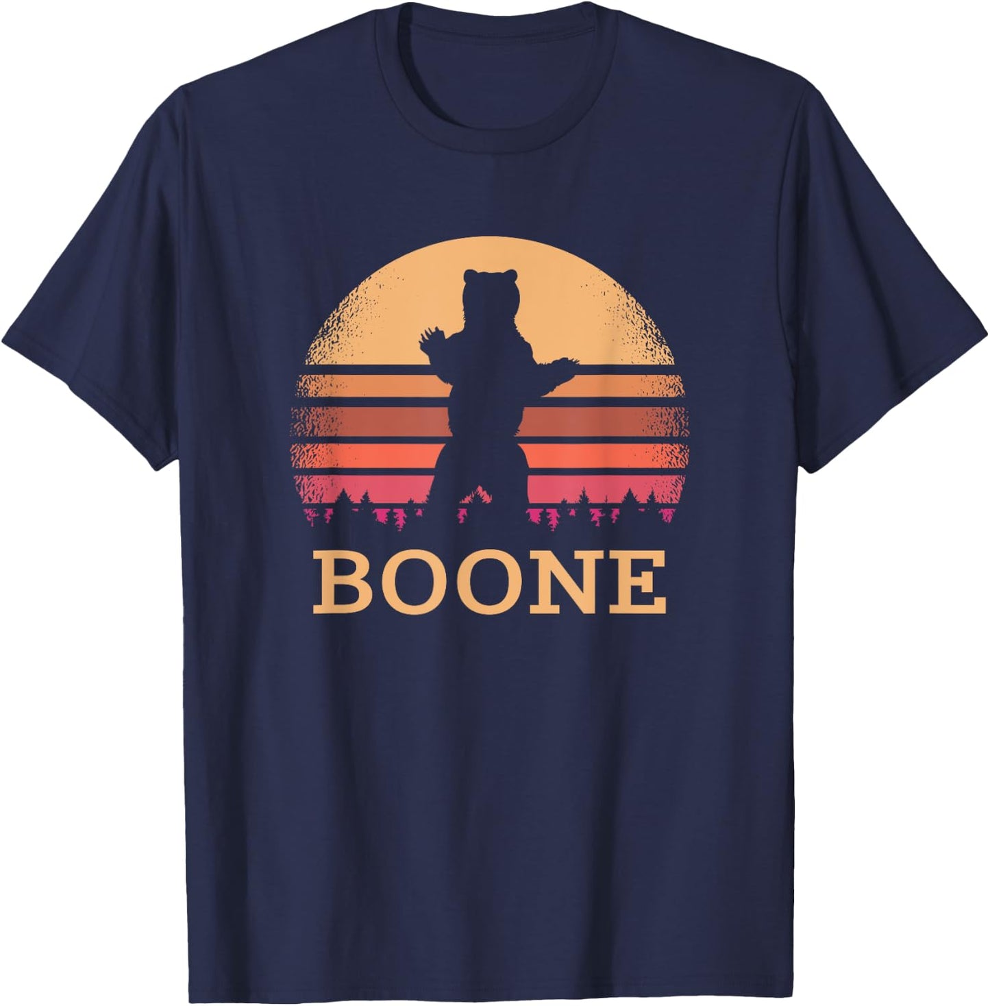 Boone North Carolina Vintage Bear NC Distressed 80s Sunset T-Shirt - T-Shirt | Navy