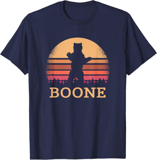 Boone North Carolina Vintage Bear NC Distressed 80s Sunset T-Shirt - T-Shirt | Navy