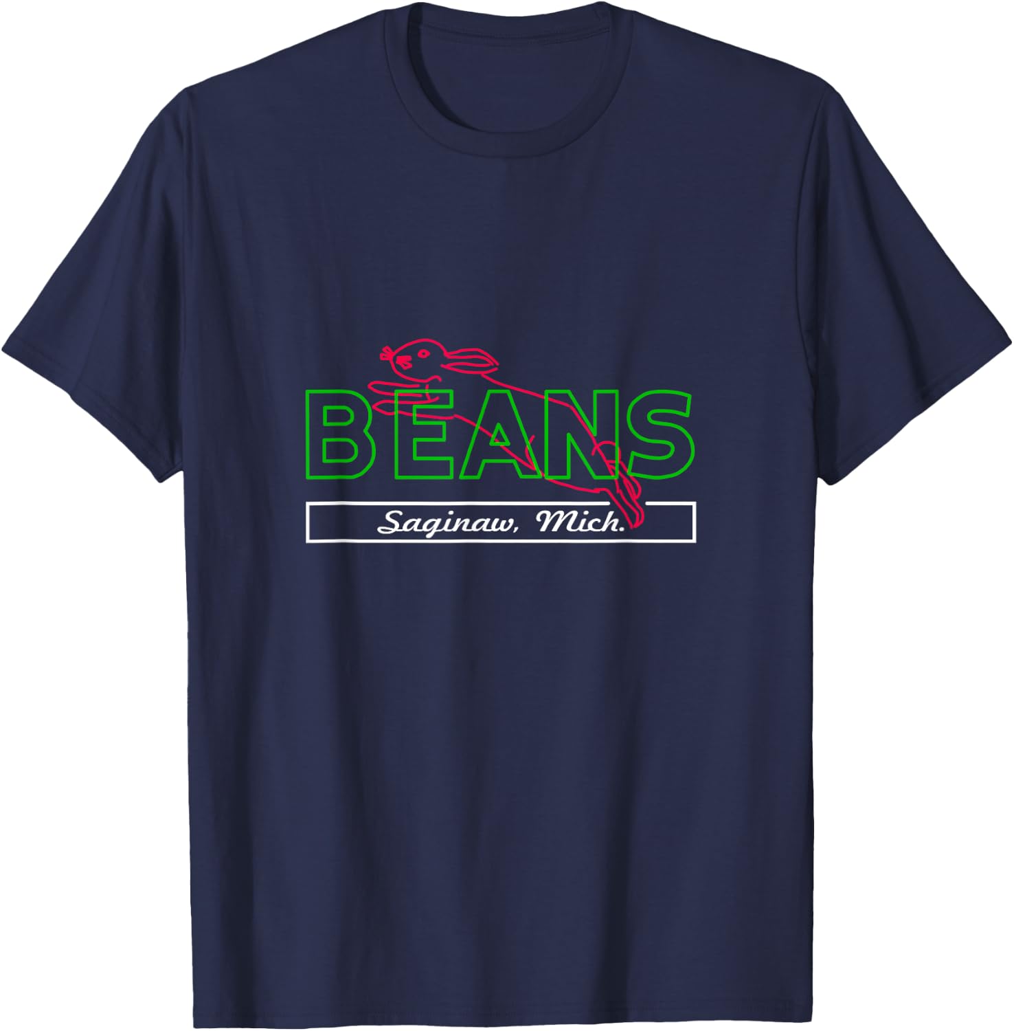 Beans Bunny Saginaw Michigan Nostalgia T-Shirt - T-Shirt | Navy