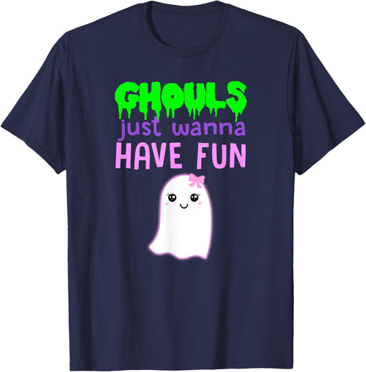 GHOULS JUST WANNA HAVE FUN Funny Halloween Pun Ghost Costume T-Shirt - T-Shirt | Navy