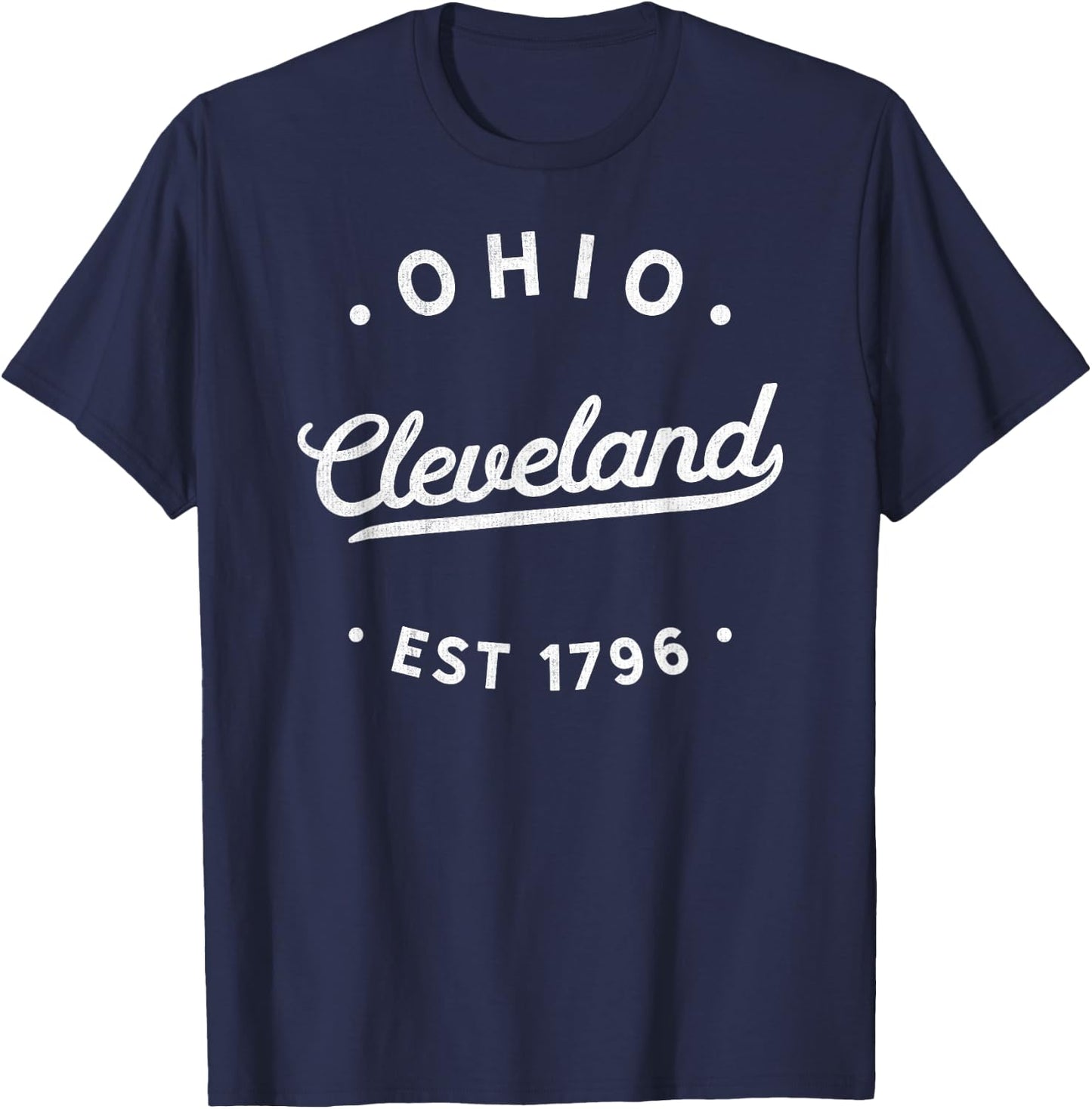 Classic Retro Vintage Cleveland Ohio 1796 USA Novelty T-Shirt - T-Shirt | Navy
