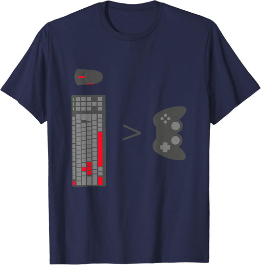 Gamer PC keyboard Mouse vs Console Gaming T-Shirt - T-Shirt | Navy