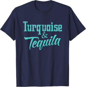 Cute Turquoise & Tequila Beautiful Aztec Inspired Design T-Shirt - T-Shirt | Navy