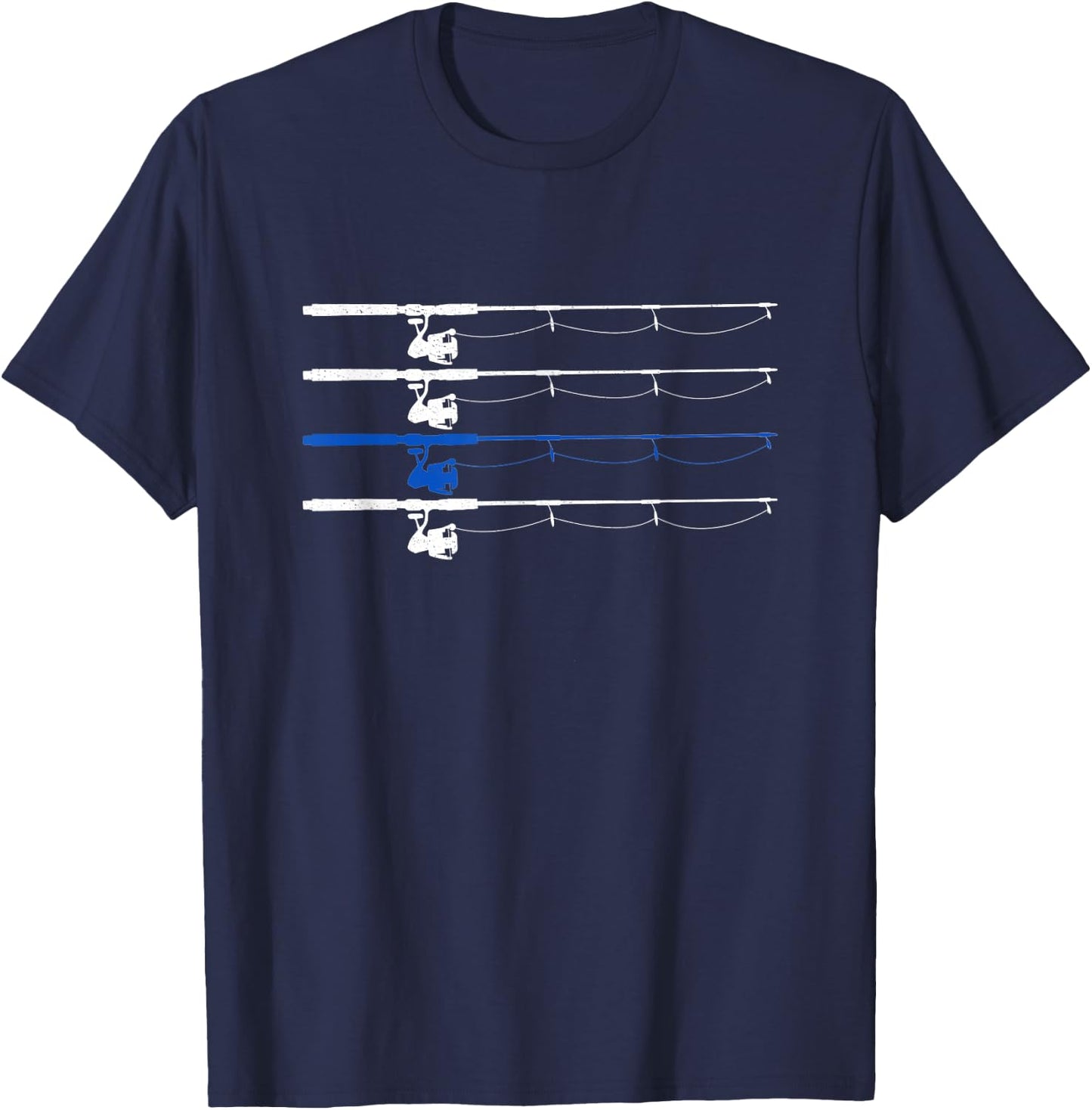 Thin Blue line Fishing Rod Police Law Enforcement Officer T-Shirt - T-Shirt | Navy