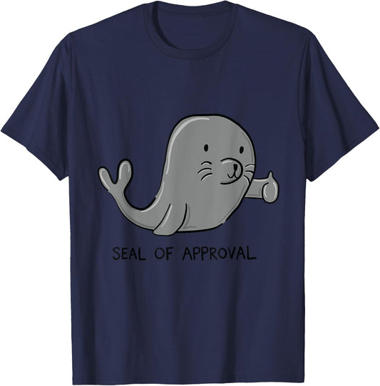 Seal of Approval Funny Seal With Thumbs Up T Shirt T-Shirt - T-Shirt | Navy