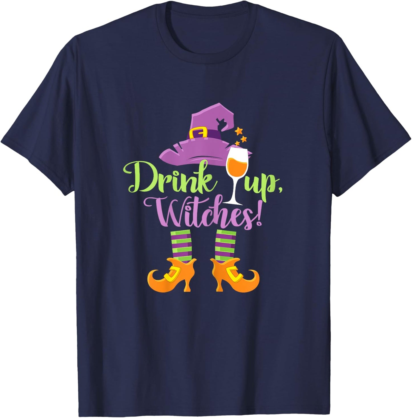 Halloween Funny Drink Up Witches T-Shirt - T-Shirt | Navy