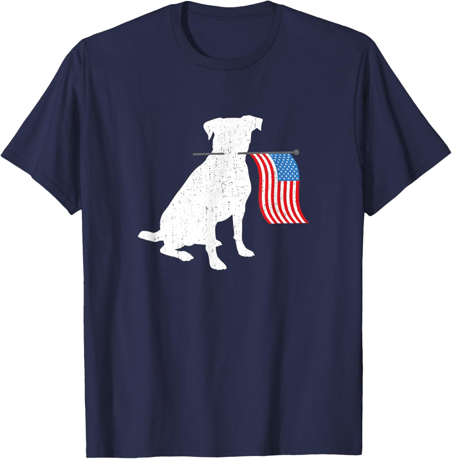 American Labrador Dog Holding July 4th Patriotic USA Flag Women Kids Men T-Shirt - T-Shirt | Navy