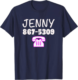 Jenny Call Me 867-5309 Retro Phone Funny Gift T-Shirt - T-Shirt | Navy