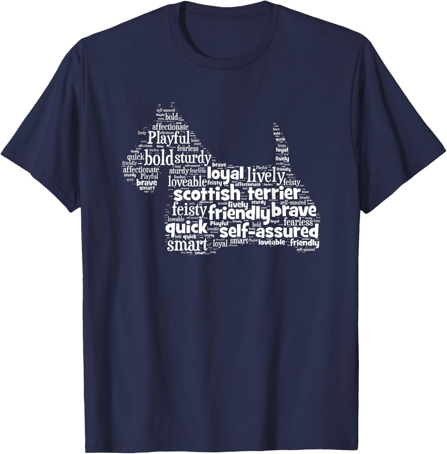 Scottish Terrier Scottie Dog Word Art Dog Lovers Women Girls Kids T-Shirt - T-Shirt | Navy