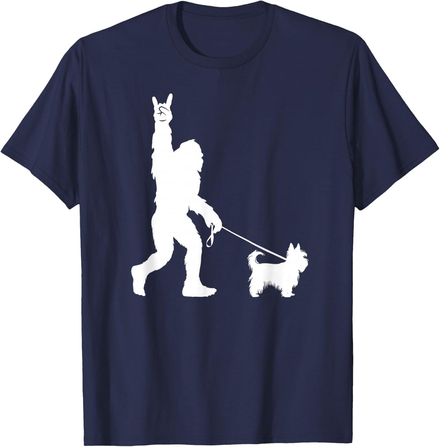Bigfoot Walking Yorkshire Terrier Sasquatch Yorkie Dog T-Shirt - T-Shirt | Navy