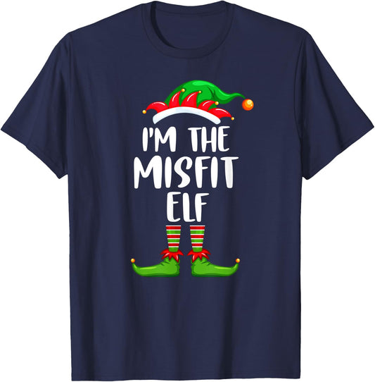 I'm The Misfit Elf Shirt Matching Family Group Christmas T-Shirt - T-Shirt | Navy