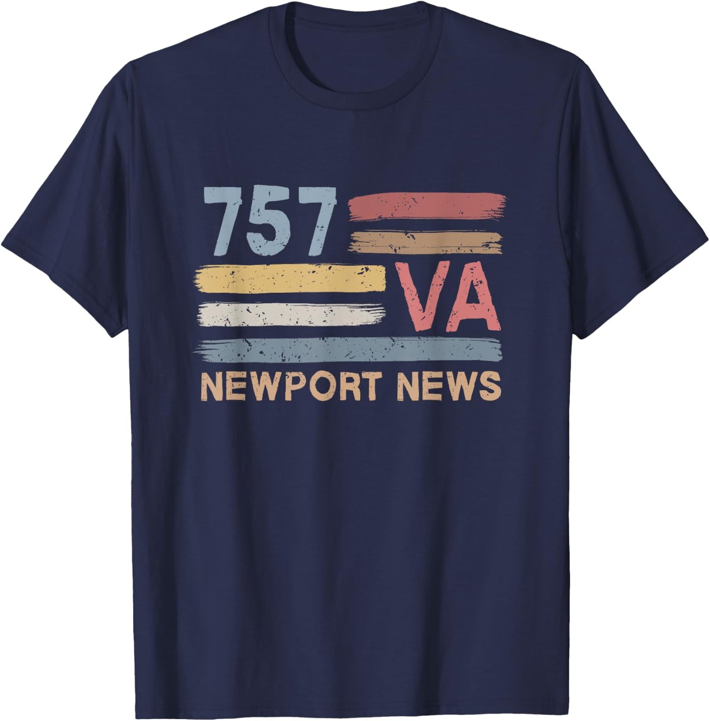 Retro Newport News Area Code 757 Residents State Virginia T-Shirt - T-Shirt | Navy
