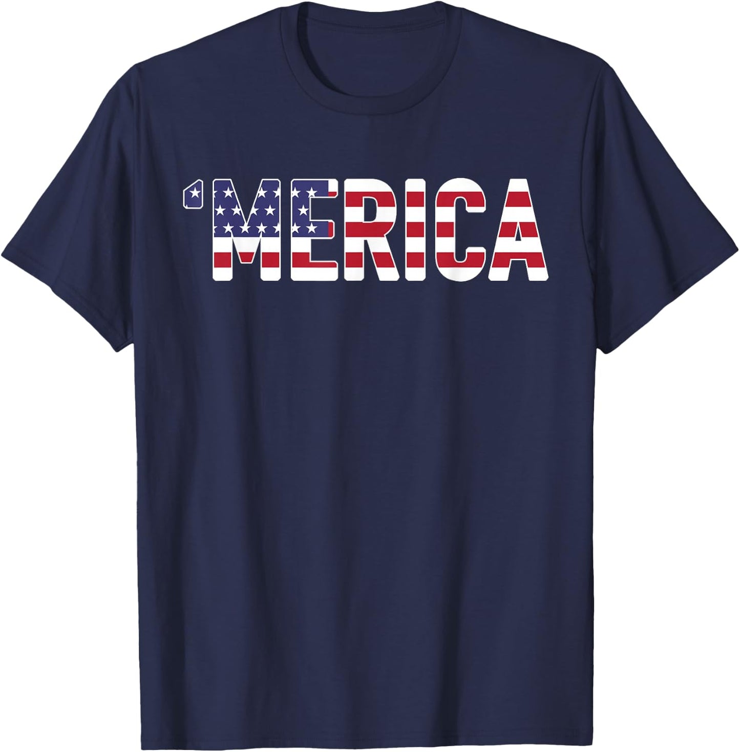 'Merica - Patriotic Flag USA United States America Novelty T-Shirt - T-Shirt | Navy