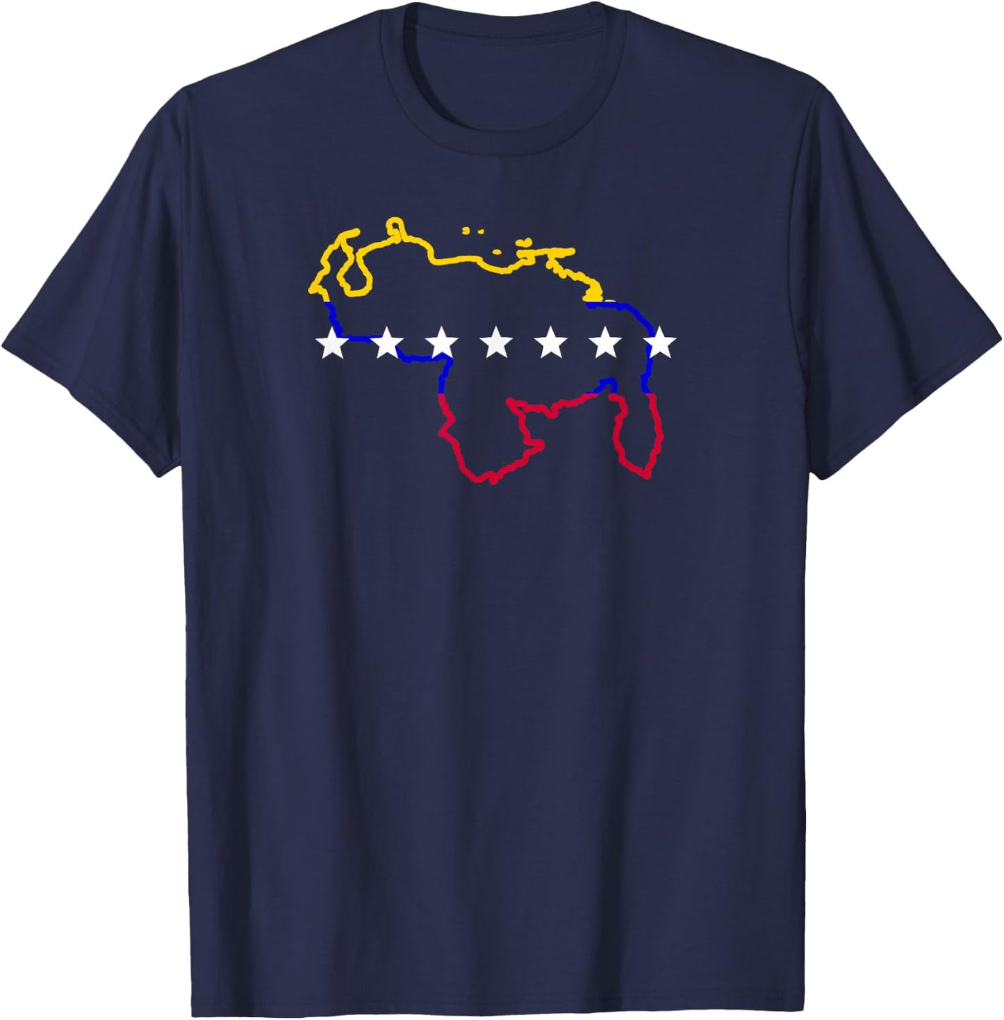Venezuela map 7 stars flag T-Shirt - T-Shirt | Navy