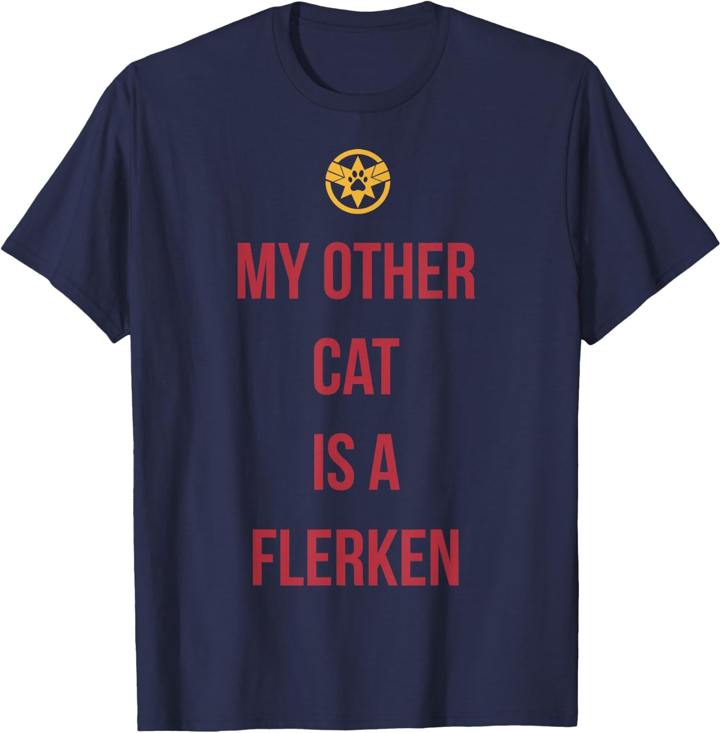 Captain Marvel My Other Cat Is A Flerken Bold Logo T-Shirt - T-Shirt | Navy