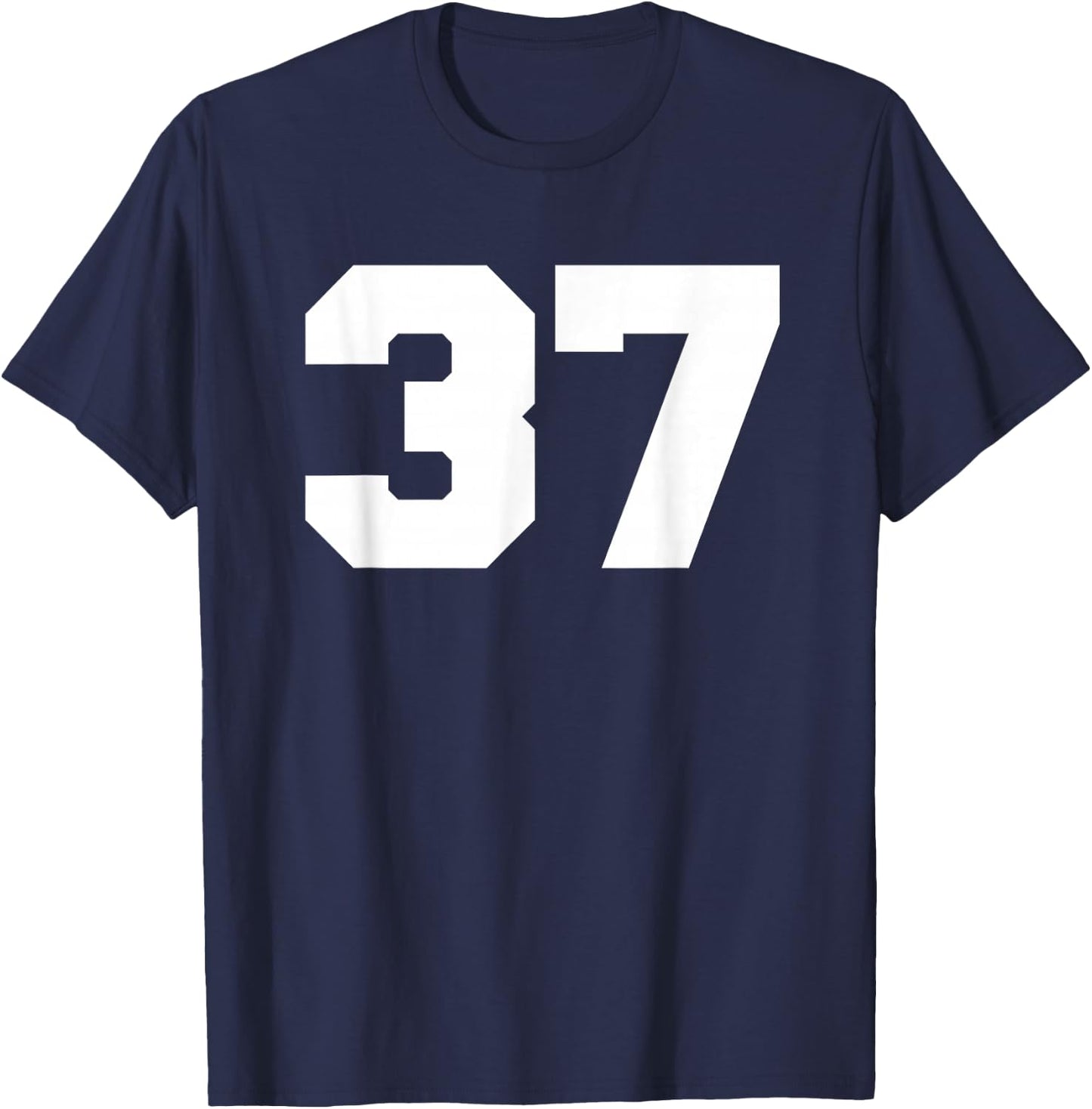 Number 37 Sports Jersey Player #37 Fan FRONT Print Varsity T-Shirt - T-Shirt | Navy