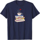 Hot Cup of Coffee and Books Librarian Coffee Book Lover T-Shirt - T-Shirt | Navy