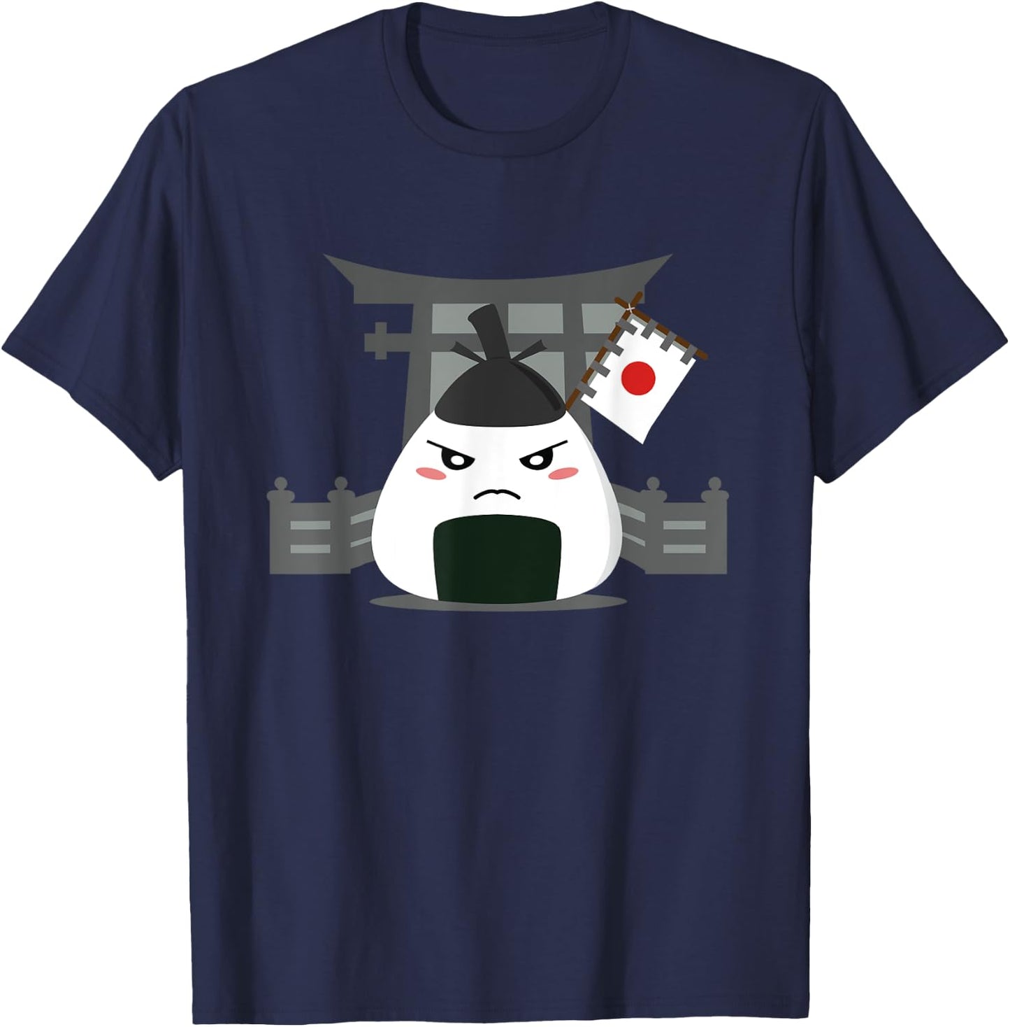 Angry Onigiri - Kawaii Japanese Food T-Shirt - T-Shirt | Navy