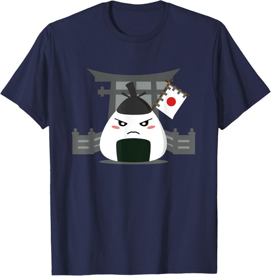 Angry Onigiri - Kawaii Japanese Food T-Shirt - T-Shirt | Navy