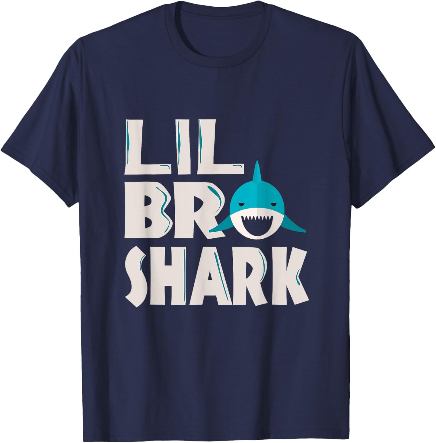 Funny Lil Bro Shark Funny Sibling Quote Meme Saying T-Shirt - T-Shirt | Navy