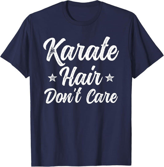 Vintage Karate Hair Don't Care Funny Martial Arts Gift T-Shirt - T-Shirt | Navy