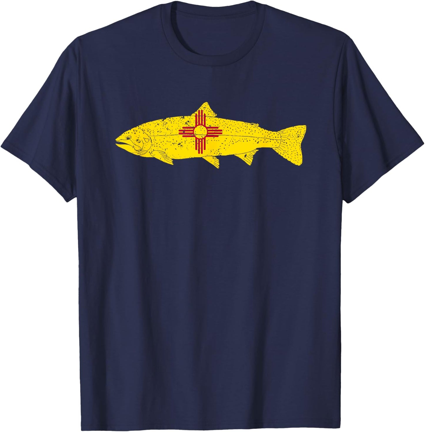 State of New Mexico Fishing Flag - Vintage Fish Trout T-Shirt - T-Shirt | Navy