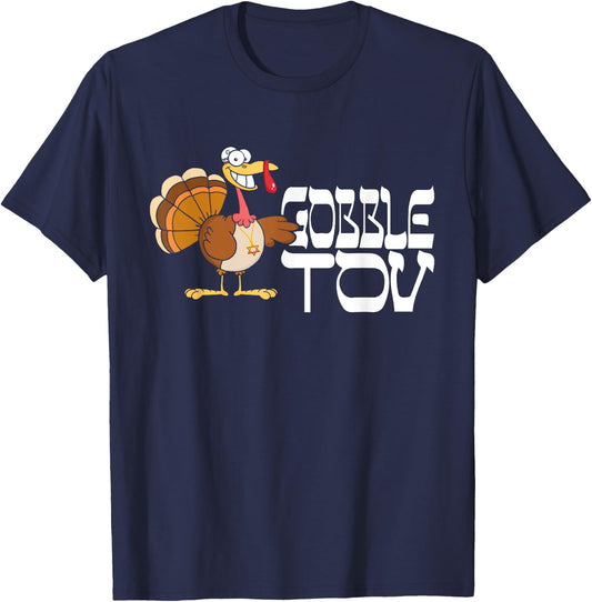 Gobble Tov Hebrew Turkey - Funny Thanksgiving Jewish T-Shirt - T-Shirt | Navy