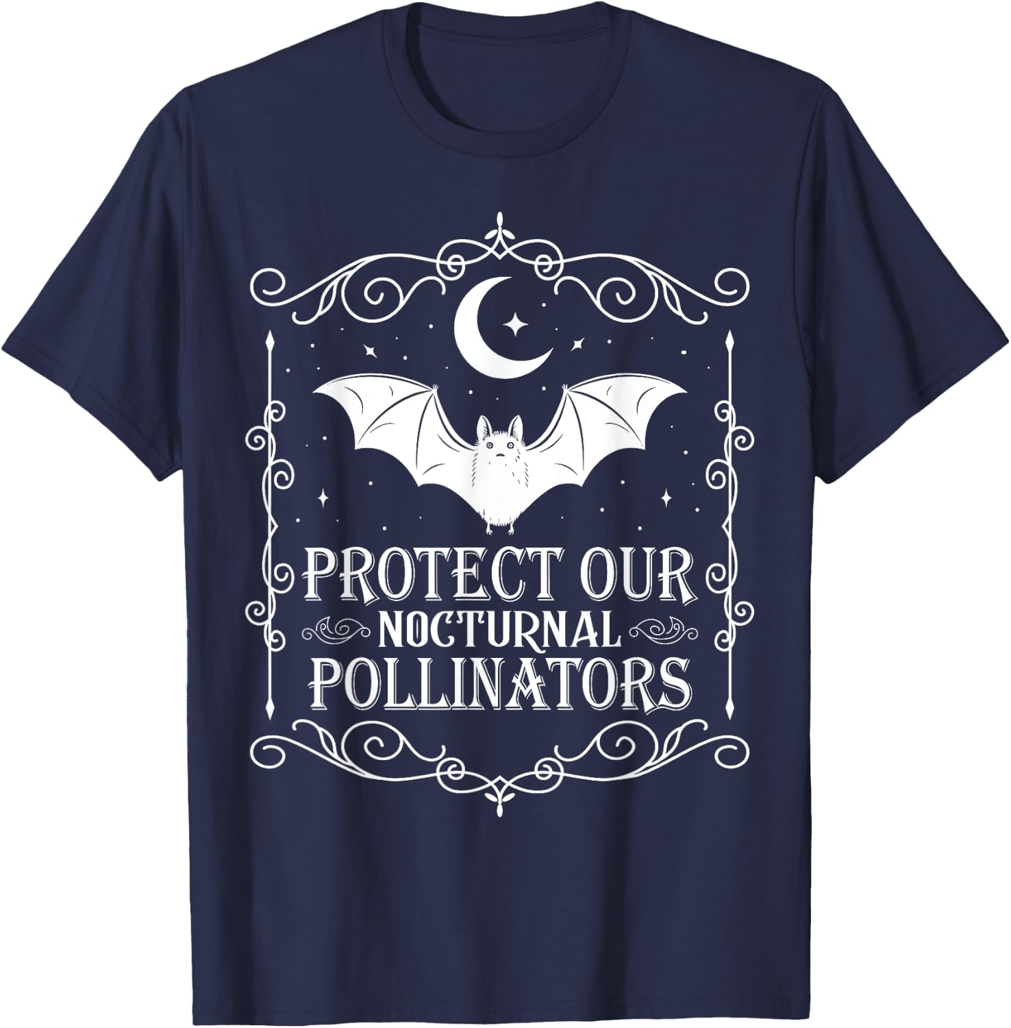 Protect Our Nocturnal Pollinators Bat Lover Halloween T-Shirt - T-Shirt | Navy