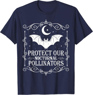Protect Our Nocturnal Pollinators Bat Lover Halloween T-Shirt - T-Shirt | Navy