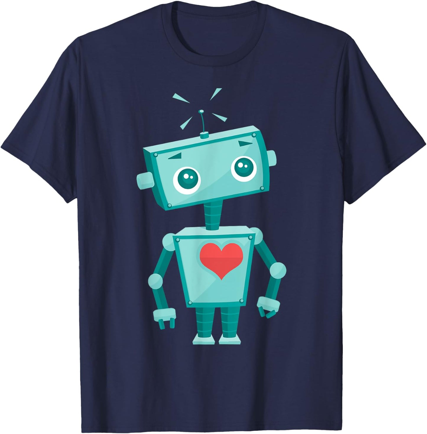 Robot Heart Valentine's Day For Kids Girls T-Shirt - T-Shirt | Navy