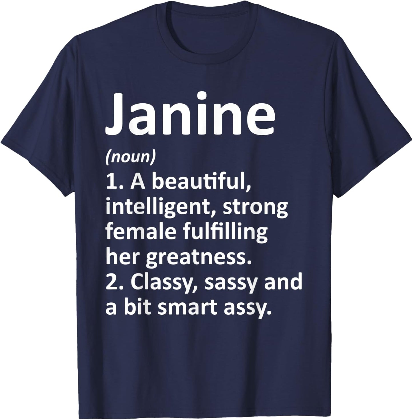 JANINE Definition Personalized Name Funny Christmas Gift T-Shirt - T-Shirt | Navy