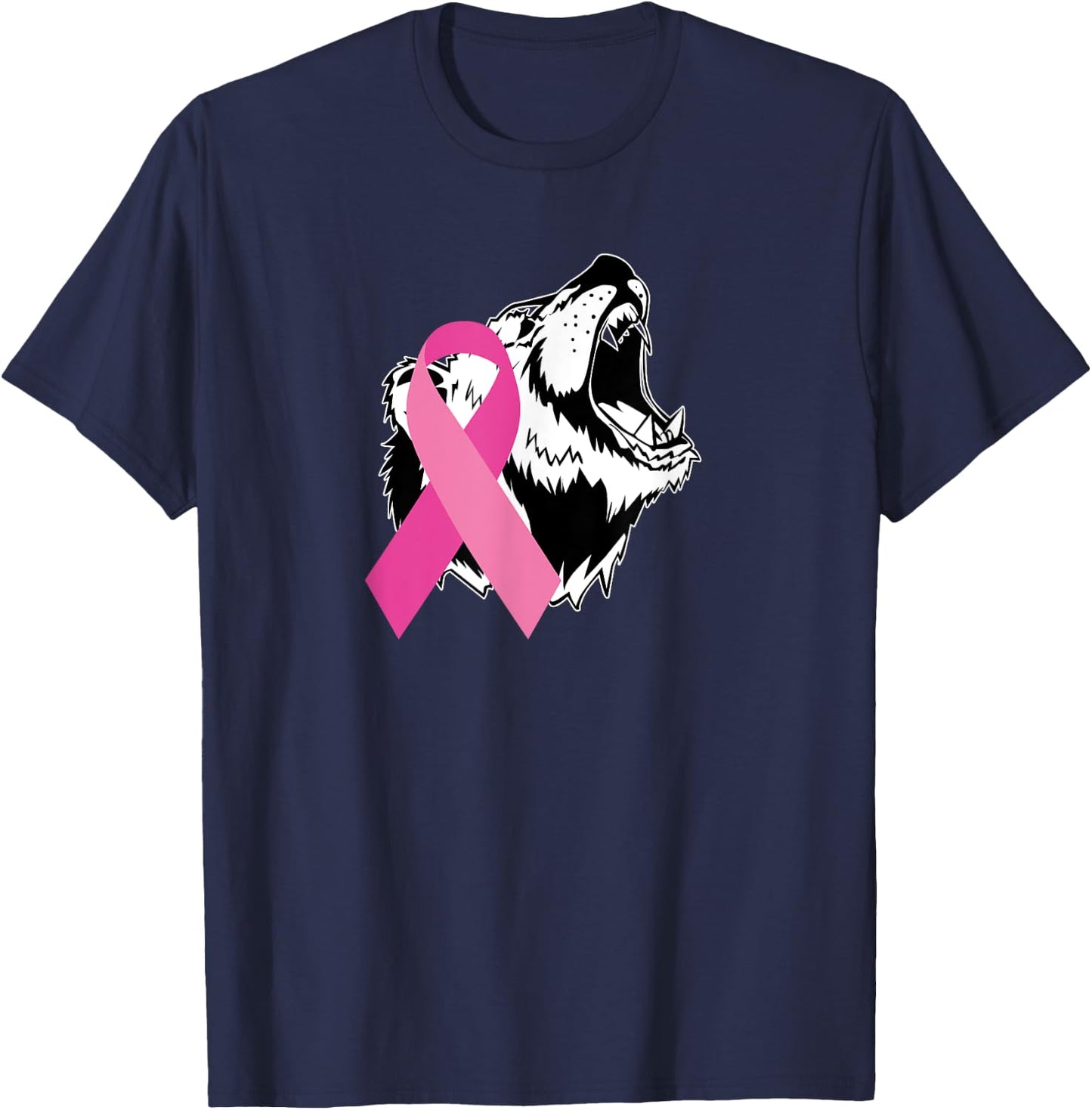 Bear Pink Breast Cancer Awareness T-Shirt - T-Shirt | Navy