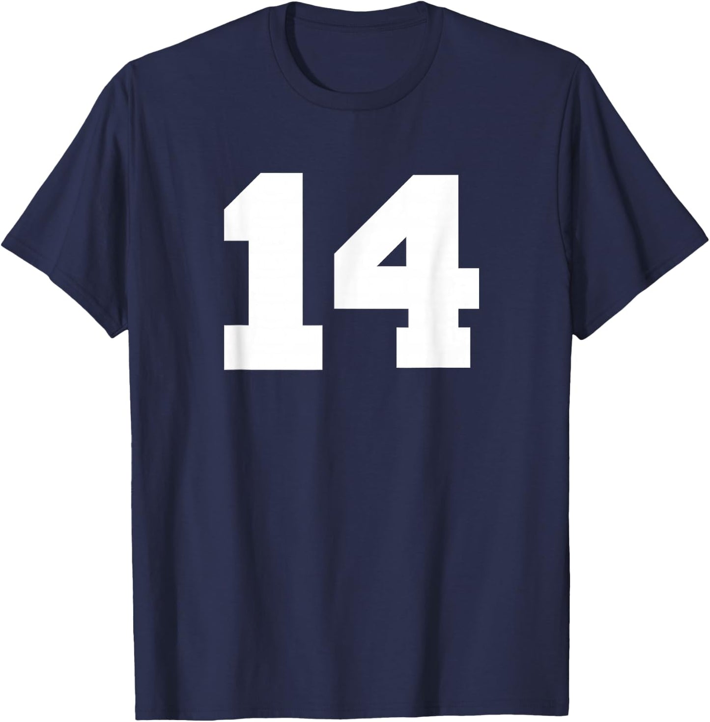 Number 14 Sports Jersey Player #14 Fan FRONT Print Varsity T-Shirt - T-Shirt | Navy