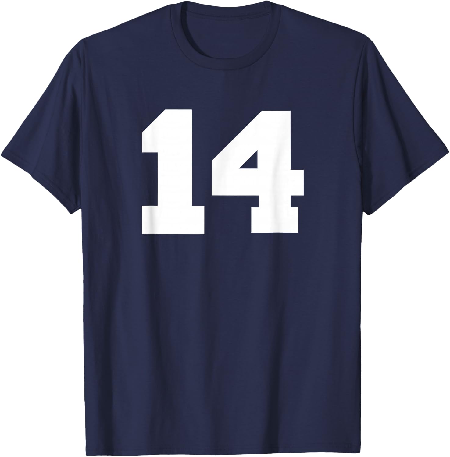 Number 14 Sports Jersey Player #14 Fan FRONT Print Varsity T-Shirt - T-Shirt | Navy