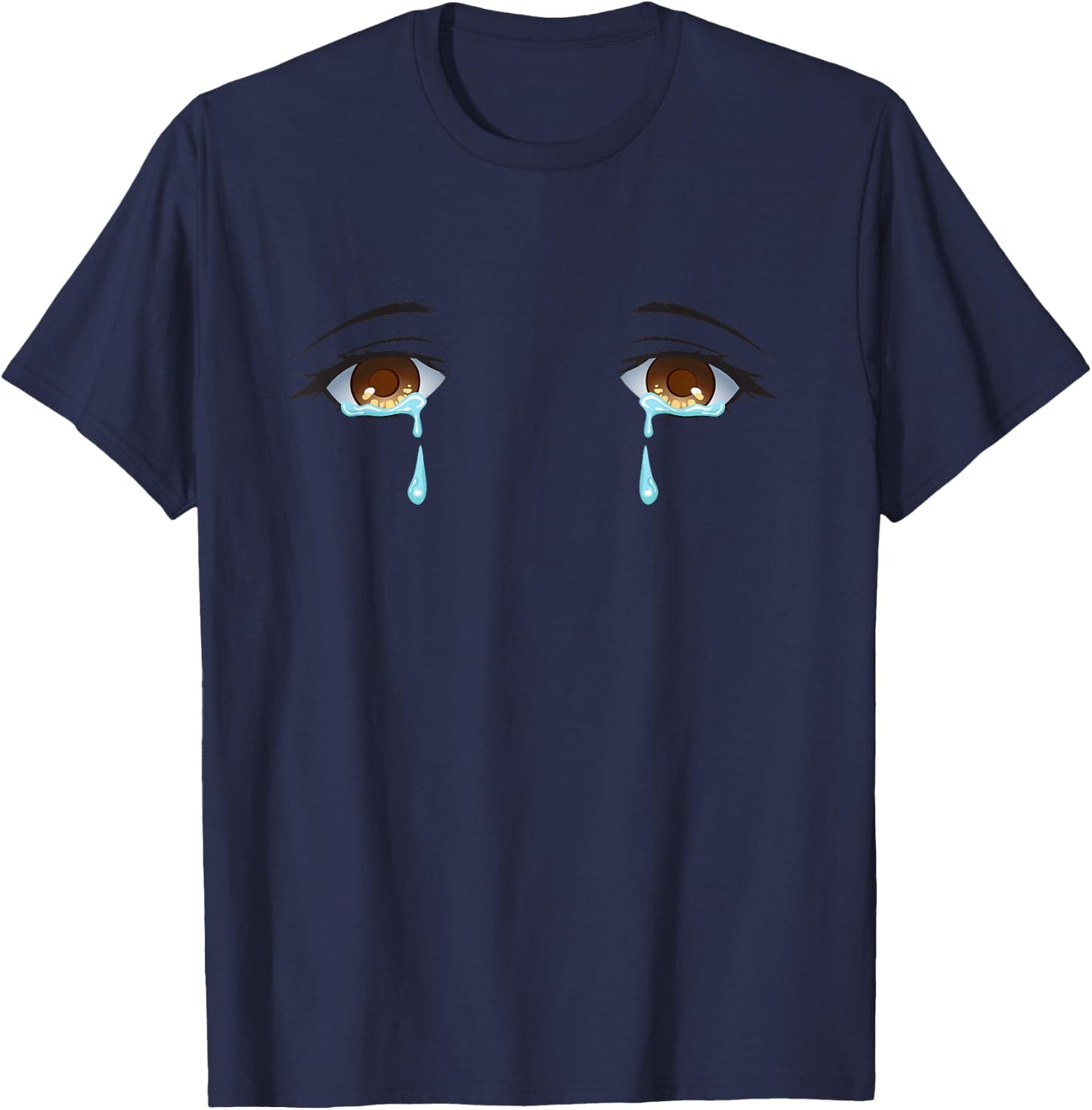 Sad Tears Crying Anime Eyes Emo Crybaby T-Shirt - T-Shirt | Navy