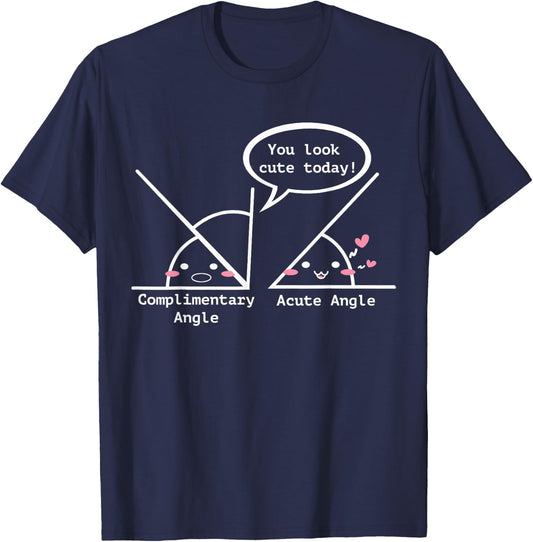Complimentary Angle A Cute Acute Angle - Math Pun T-Shirt - T-Shirt | Navy