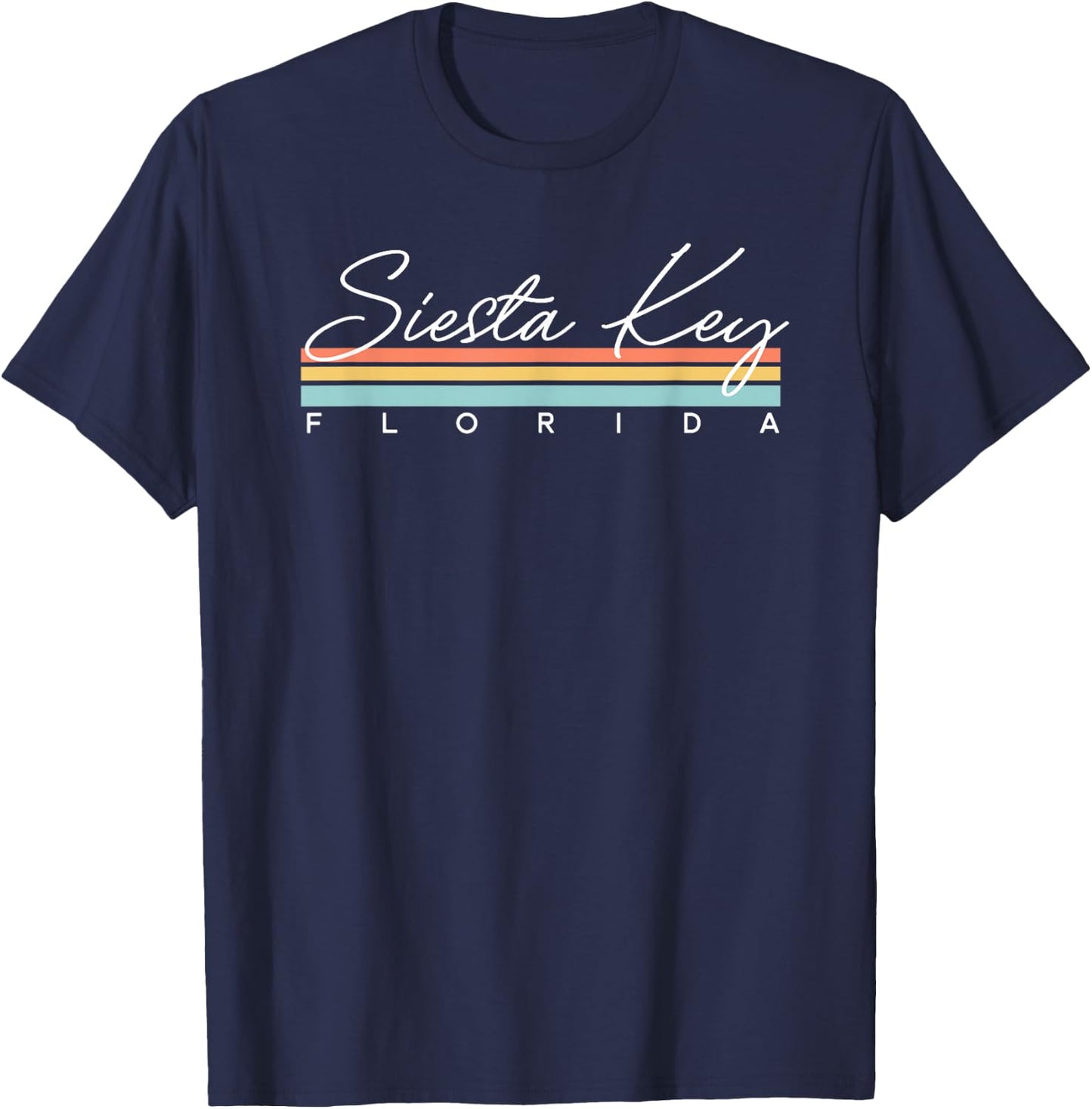 Retro Siesta Key Florida T-Shirt - T-Shirt | Navy