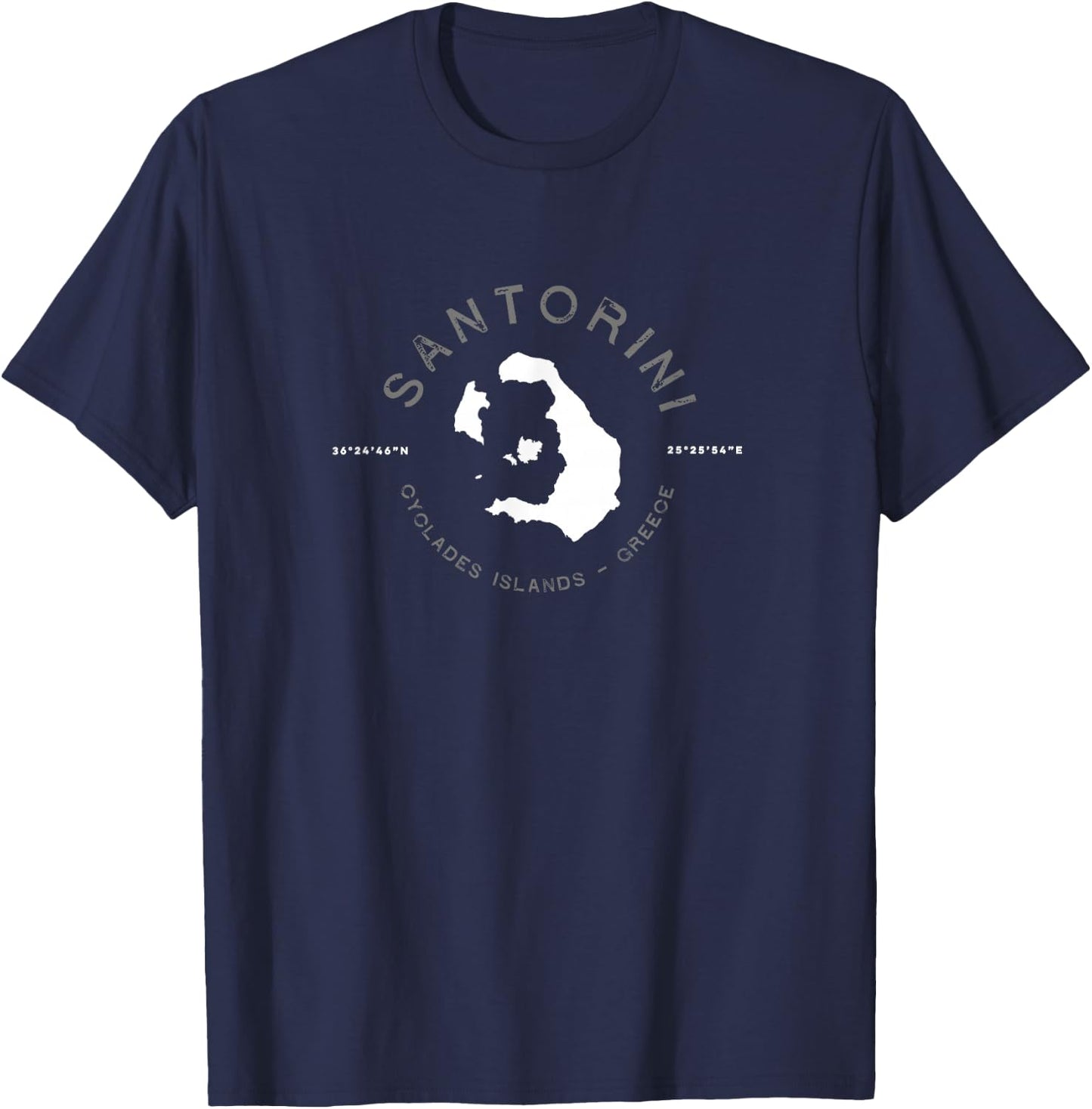 Santorini Greece Graphic Vintage Retro T T-Shirt - T-Shirt | Navy