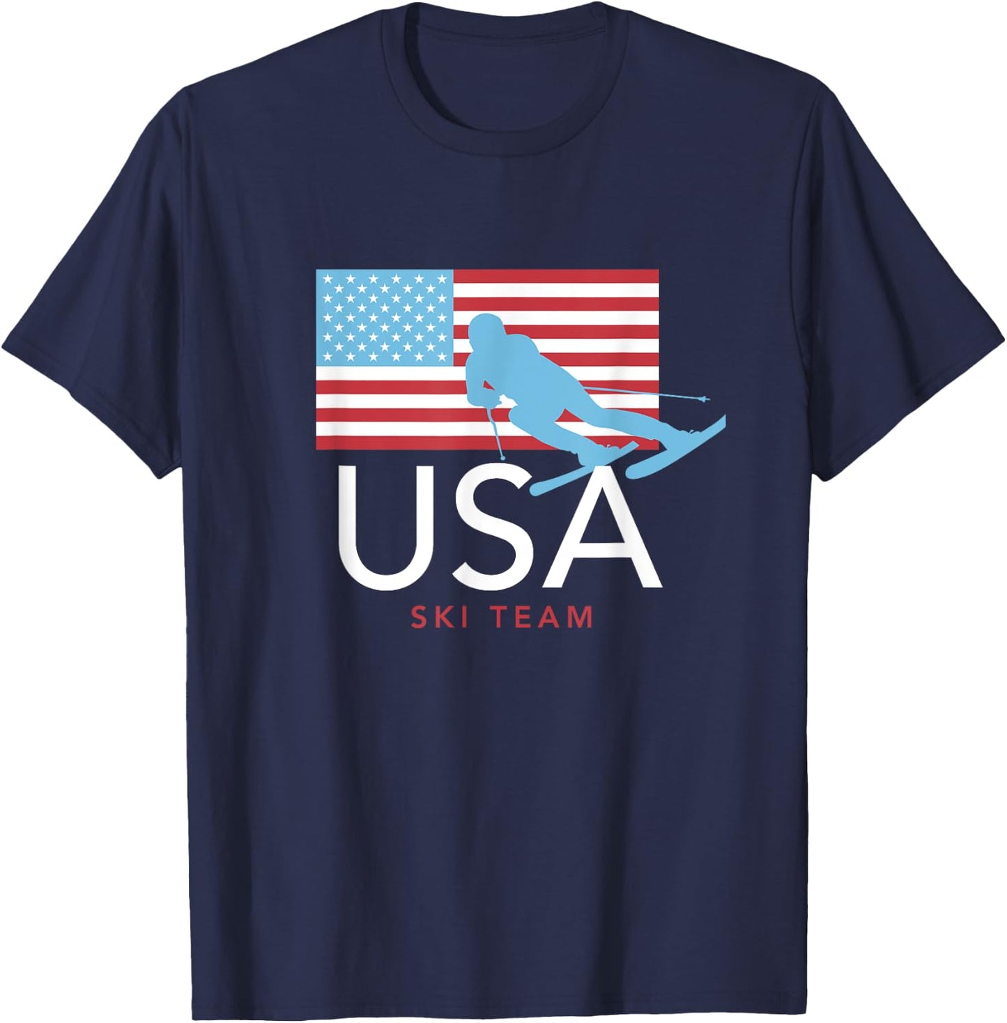 USA Ski Team American Flag : Winter Sports Games T-Shirt - T-Shirt | Navy