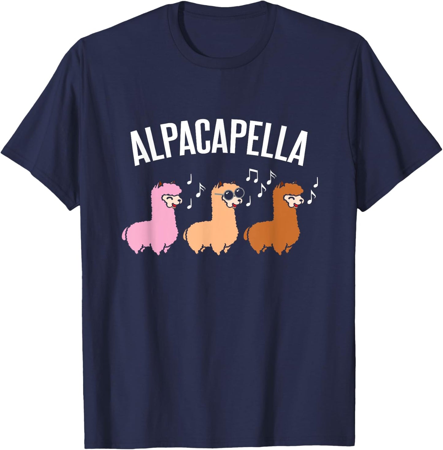 Alpacapella Cute woolly Acapella Alpaca Musician T-Shirt - T-Shirt | Navy