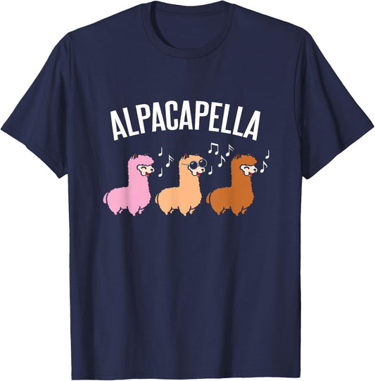 Alpacapella Cute woolly Acapella Alpaca Musician T-Shirt - T-Shirt | Navy