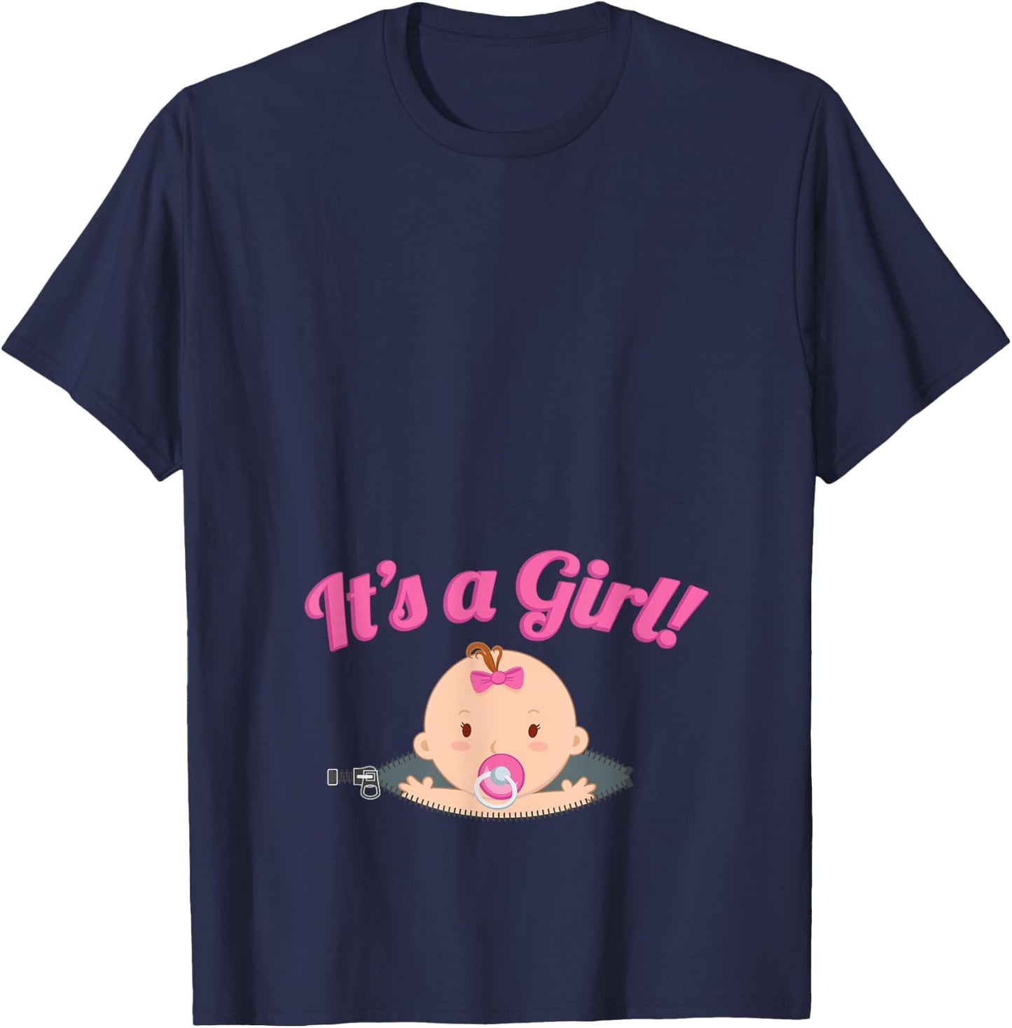 Pregnancy Shirt, It's A Girl! Baby Peeking Out, Zany Brainy T-Shirt - T-Shirt | Navy