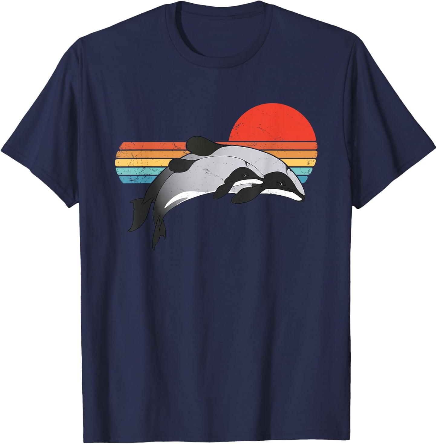 Maui Dolphin Hector's Dolphin vintage sunset T-Shirt - T-Shirt | Navy